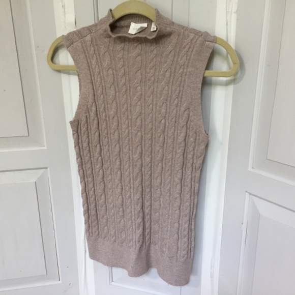 Cyrus Taupe Sleeveless Turtleneck Soft Sweater - Picture 6 of 13